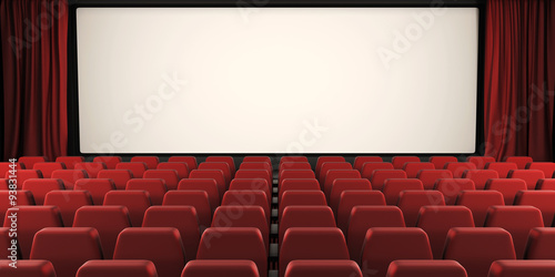 Cinema screen with open curtain. 3d.