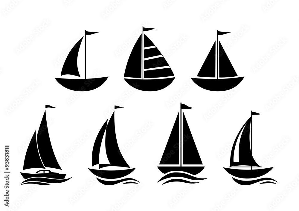 Sailboat icons on white background Sailboat icons on white background