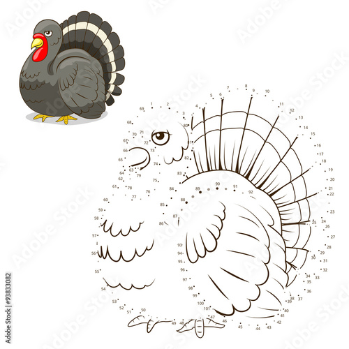 Connect the dots game turkey vector illustration