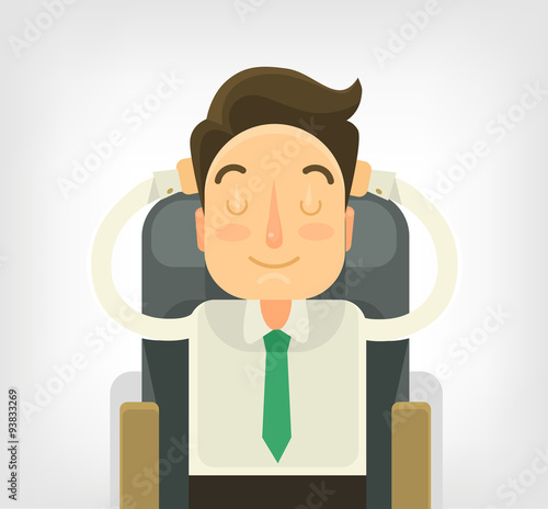 Sleeping businessman. Vector flat illustration