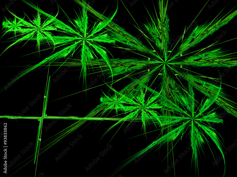 Fototapeta premium Abstract computer-generated image of futuristic green leaves