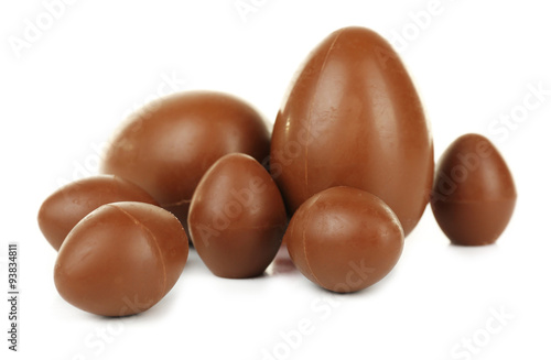 Chocolate Easter eggs isolated on white