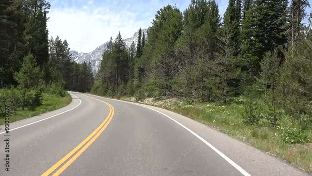 Driving Grand Teton NP forest to mountain POV fast motion 4K Driving Grand Teton NP forest to mountain POV fast motion 4K
