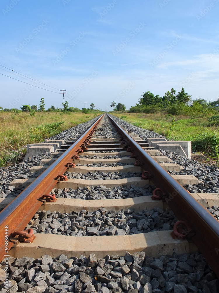 Railway tracks in a rural scene with sunny day. It is classical Railway tracks in a rural scene with sunny day. It is classical