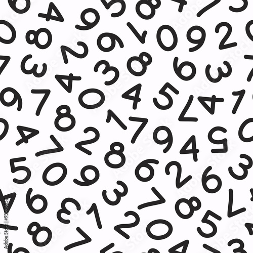 Hand Drawn Numbers Seamless Pattern