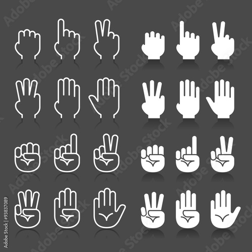 Hand gestures line icons set. Vector illustrations.