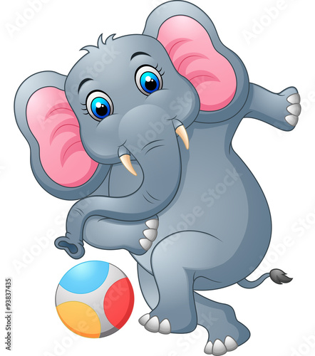 Elephant cartoon kicking a ball