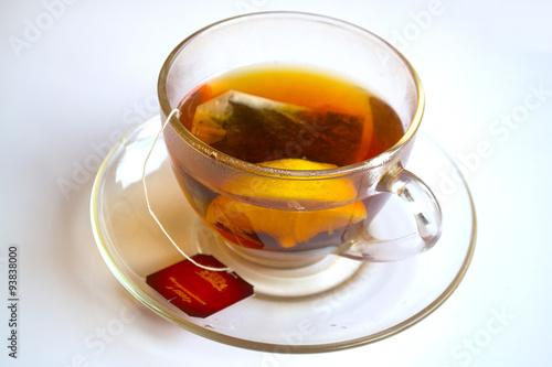 black tea in glass cup