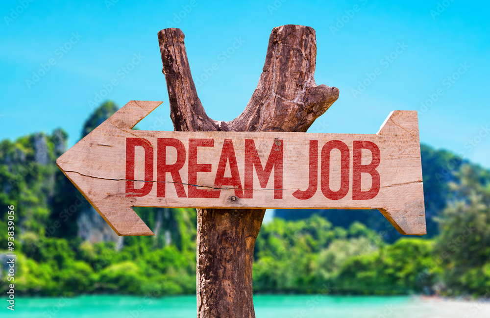 Dream Job arrow with beach background