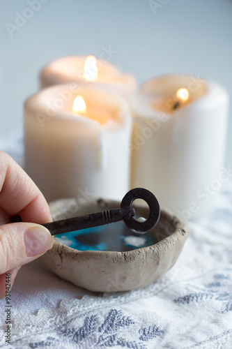 divination of wax /  tradition polish wax (candle) divination on evening predictions on the eve of St. Andrew 