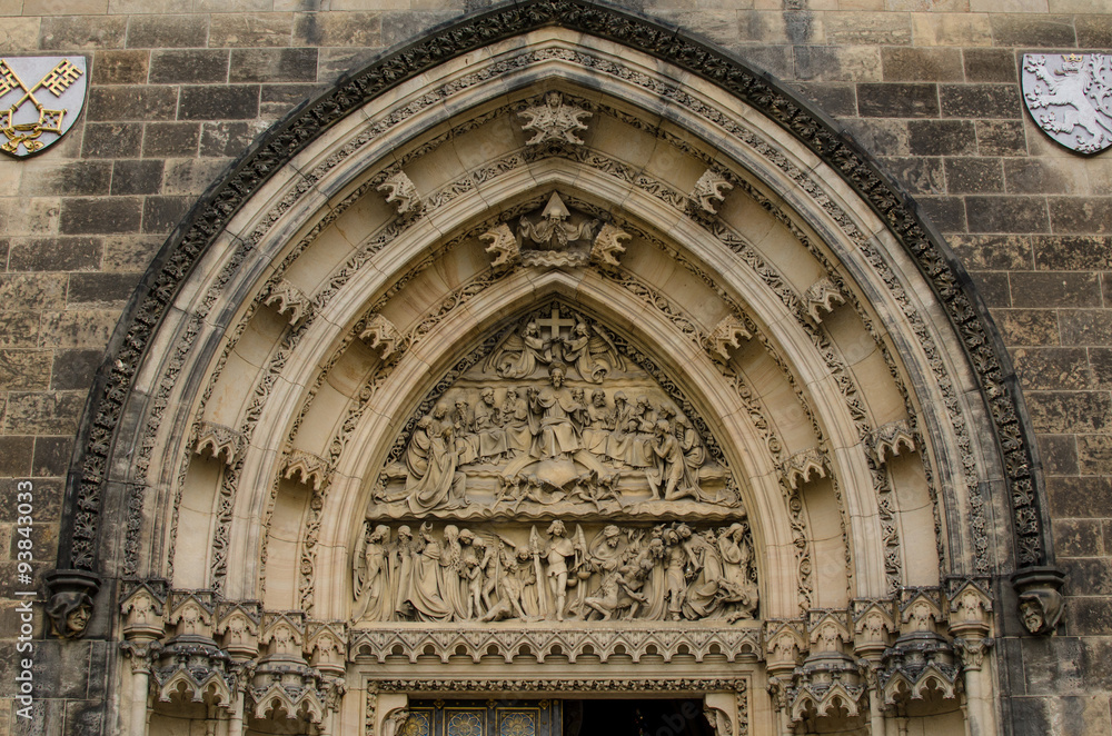 Tympanum of St Peter and St Paul basilica in Vysehrad