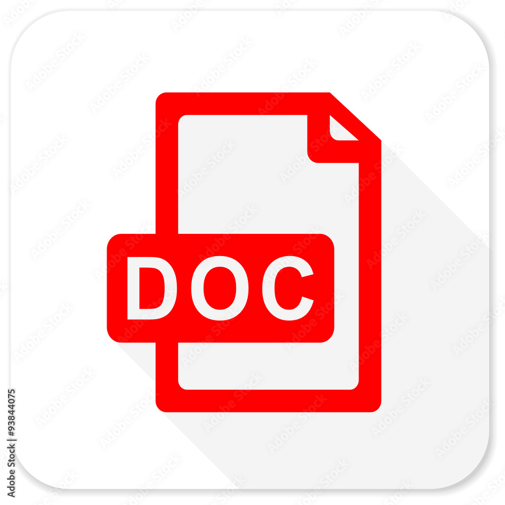 doc file red flat icon with long shadow on white background doc file red flat icon with long shadow on white background