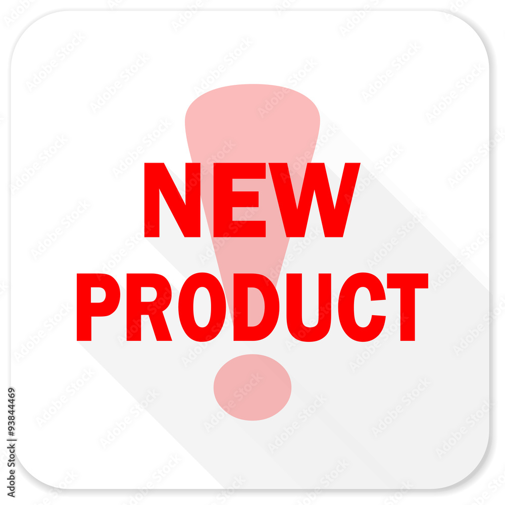 new product red flat icon with long shadow on white background new product red flat icon with long shadow on white background