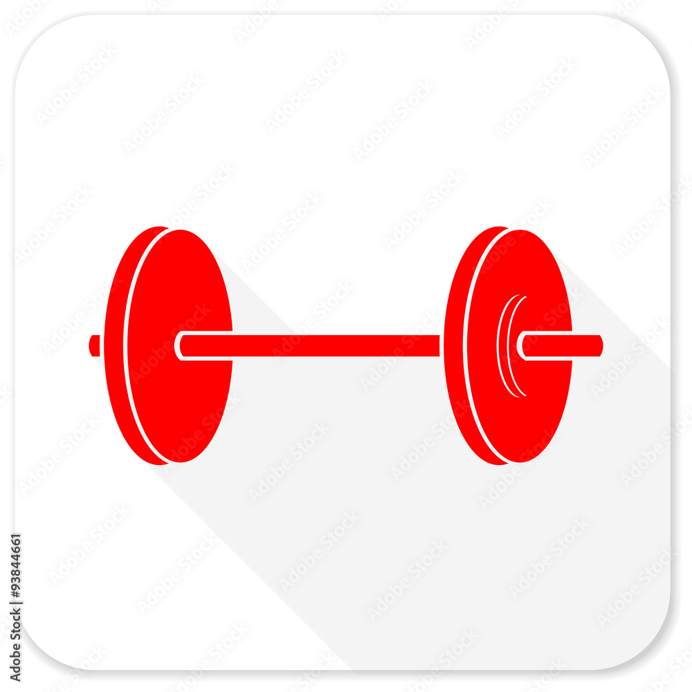 fitness red flat icon with long shadow on white background fitness red flat icon with long shadow on white background