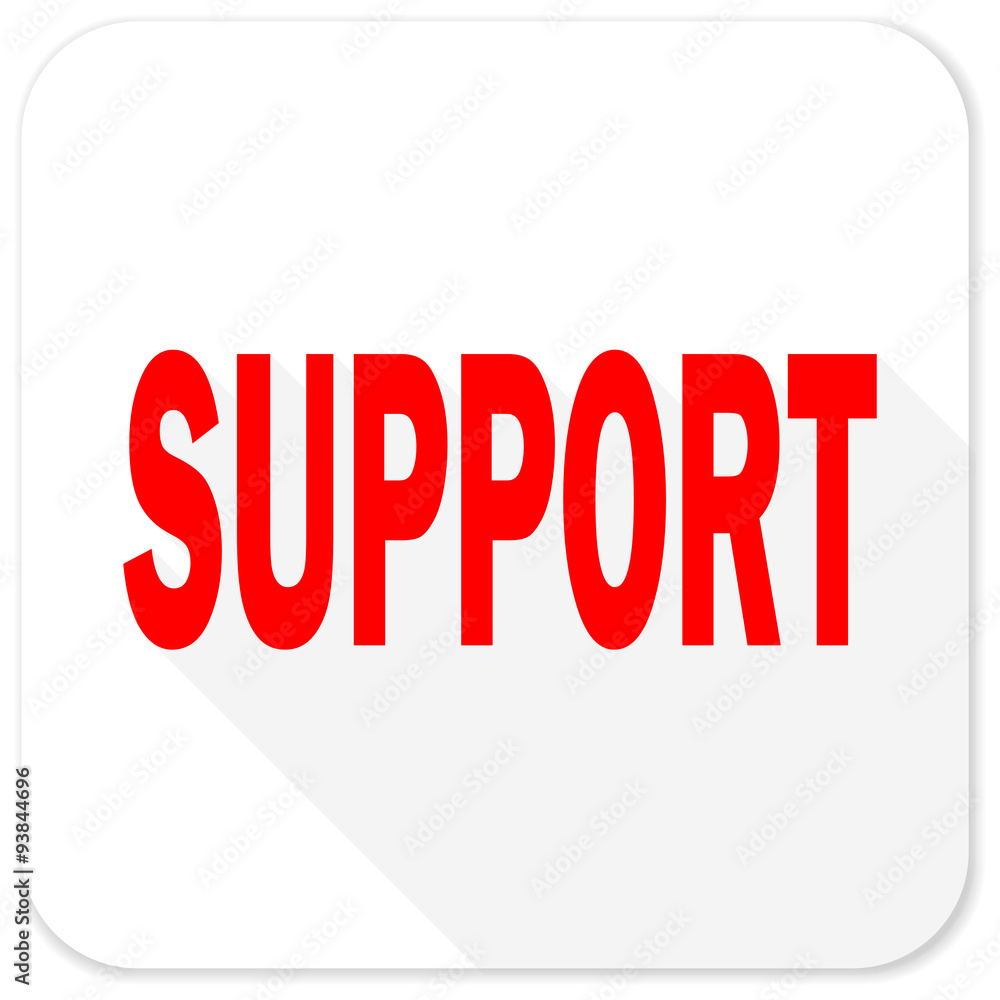 support red flat icon with long shadow on white background support red flat icon with long shadow on white background