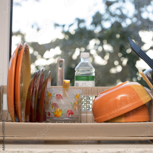 dishes on the windowsill photo