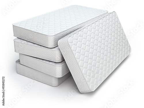 White mattress isolated on white photo