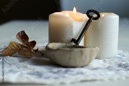 divination of wax / tradition polish wax (candle) divination on evening predictions on the eve of St. Andrew photo