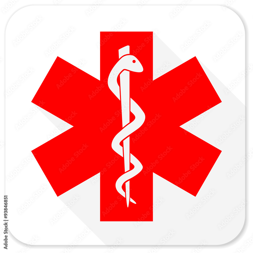 emergency red flat icon with long shadow on white background emergency red flat icon with long shadow on white background