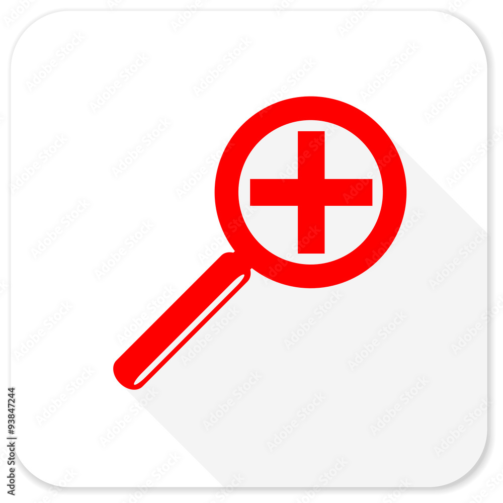 lens red flat icon with long shadow on white background lens red flat icon with long shadow on white background