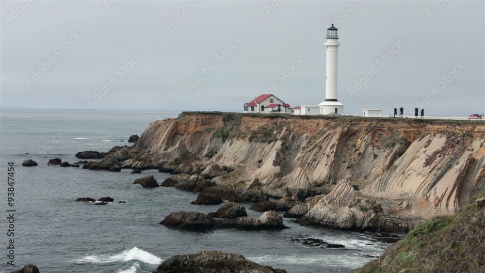 Historic Point Arena lighthouse calm ocean waves HD 6207 Historic Point Arena lighthouse calm ocean waves HD 6207
