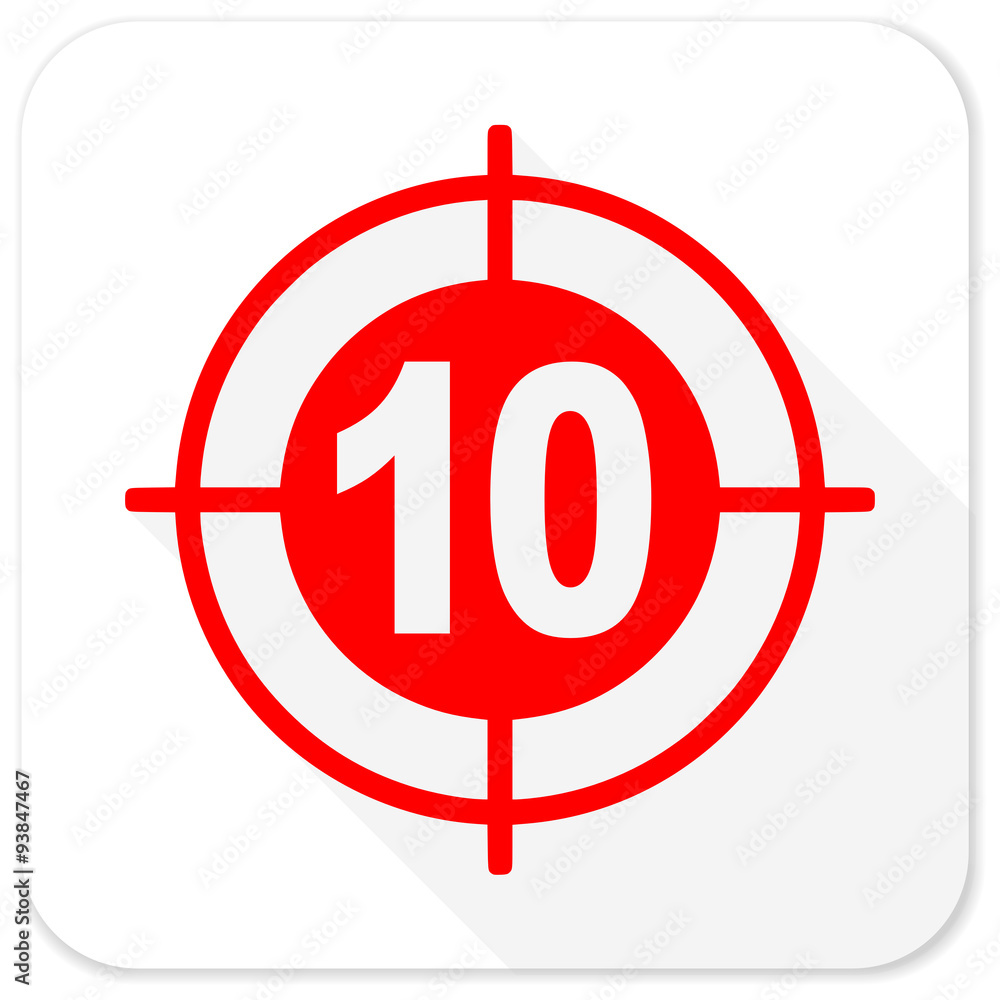 target red flat icon with long shadow on white background target red flat icon with long shadow on white background