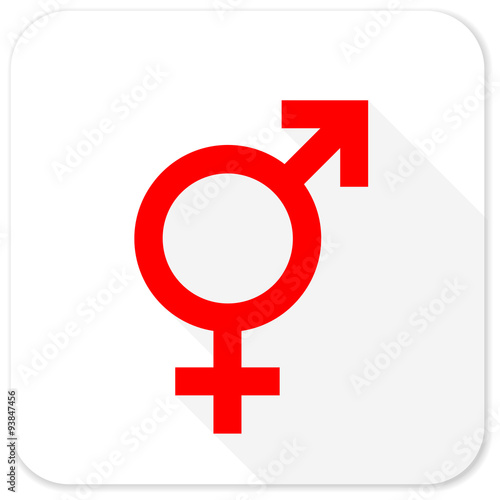 sex red flat icon with long shadow on white background