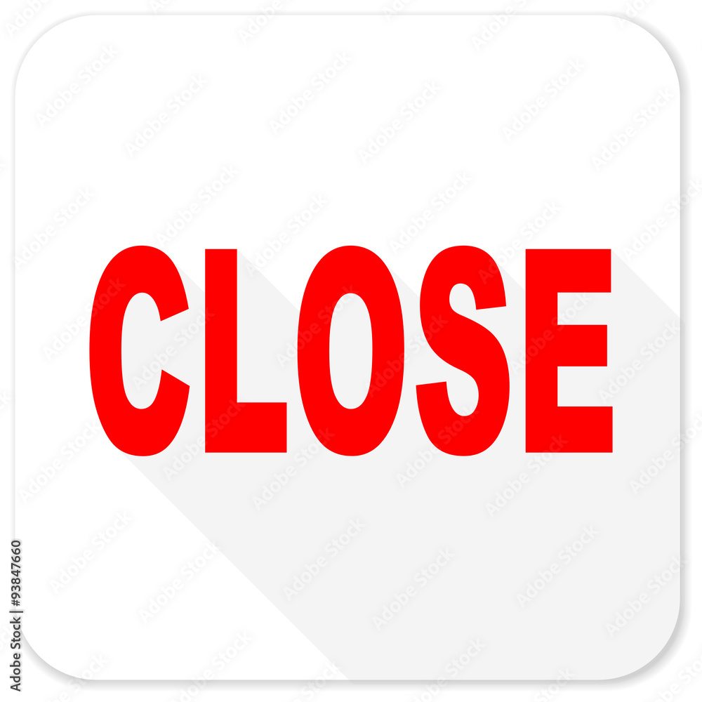 close red flat icon with long shadow on white background close red flat icon with long shadow on white background