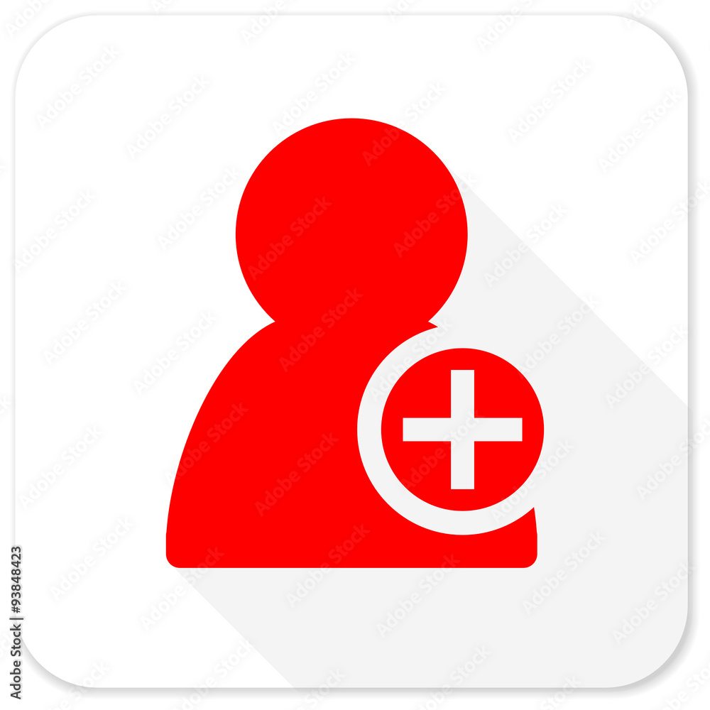add contact red flat icon with long shadow on white background add contact red flat icon with long shadow on white background