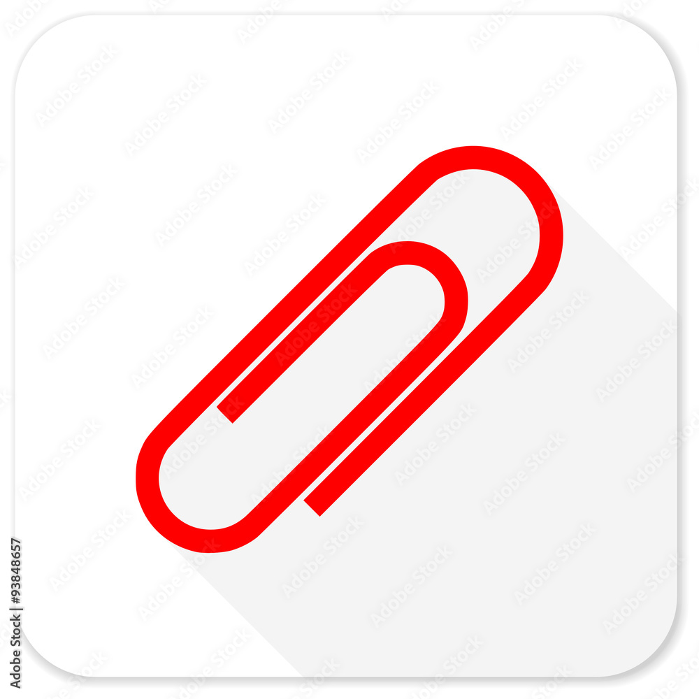 paperclip red flat icon with long shadow on white background paperclip red flat icon with long shadow on white background