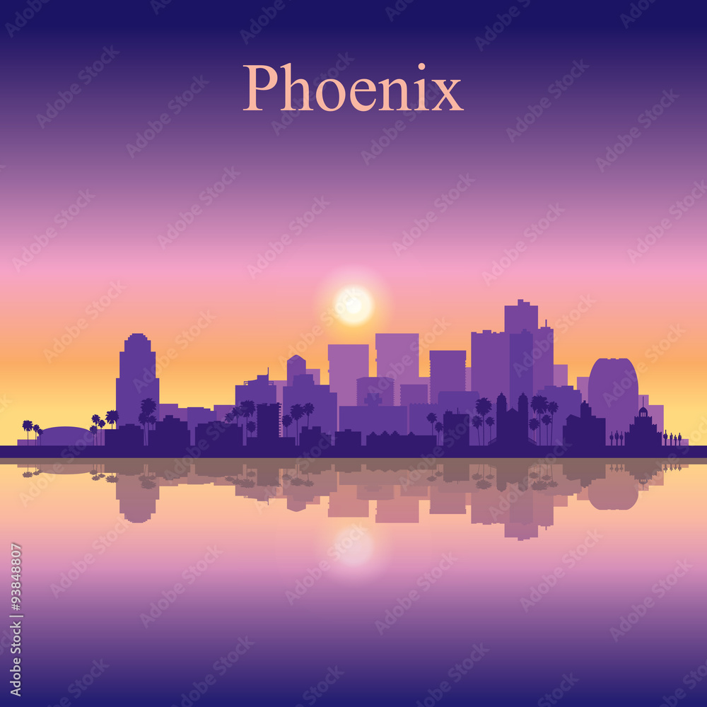Phoenix city skyline silhouette background