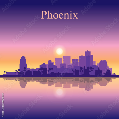 Phoenix city skyline silhouette background