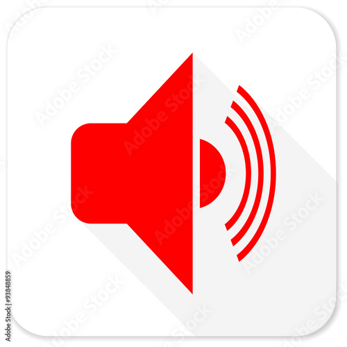 volume red flat icon with long shadow on white background