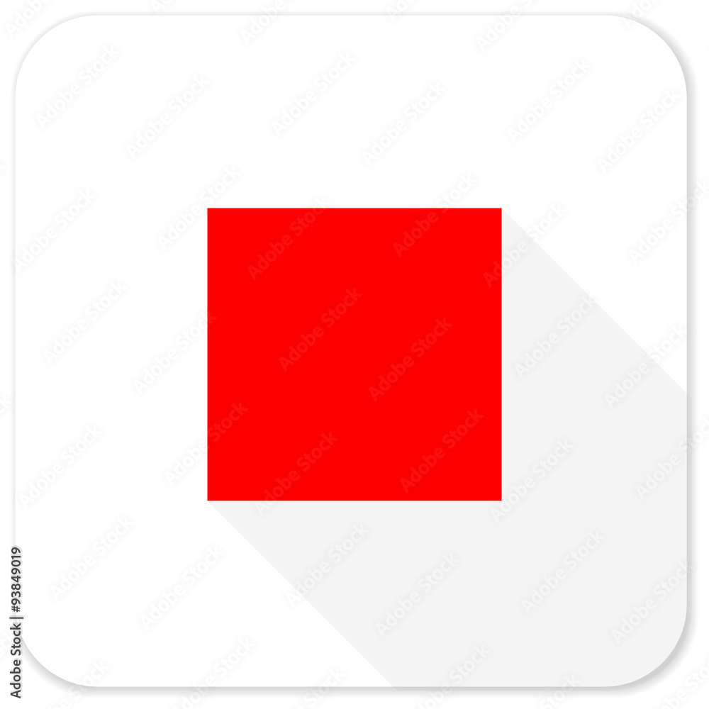 stop red flat icon with long shadow on white background