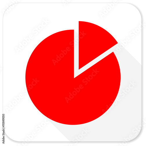 chart red flat icon with long shadow on white background