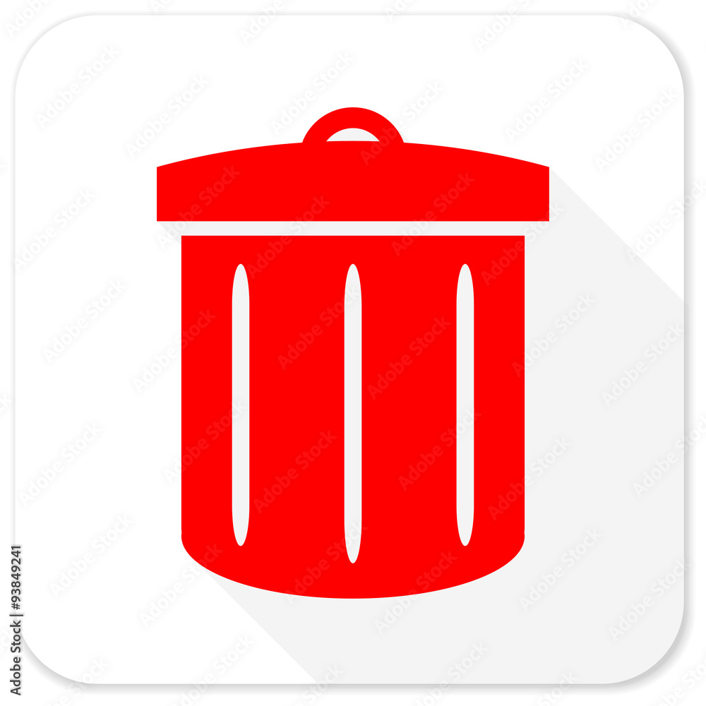 recycle red flat icon with long shadow on white background recycle red flat icon with long shadow on white background