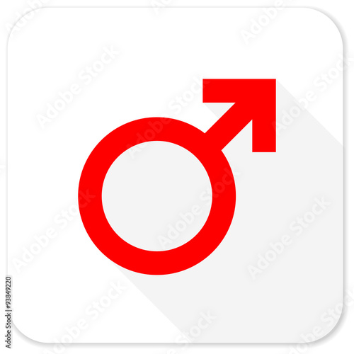 male red flat icon with long shadow on white background