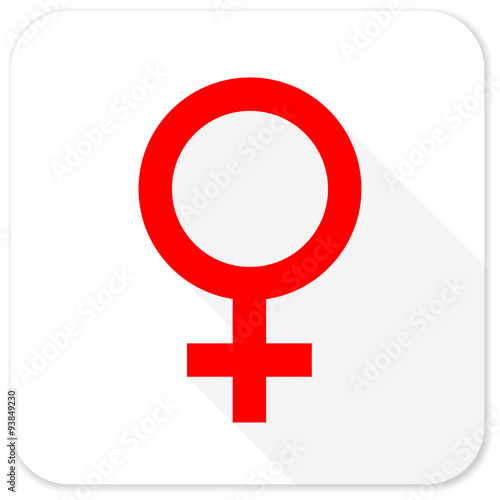 female red flat icon with long shadow on white background