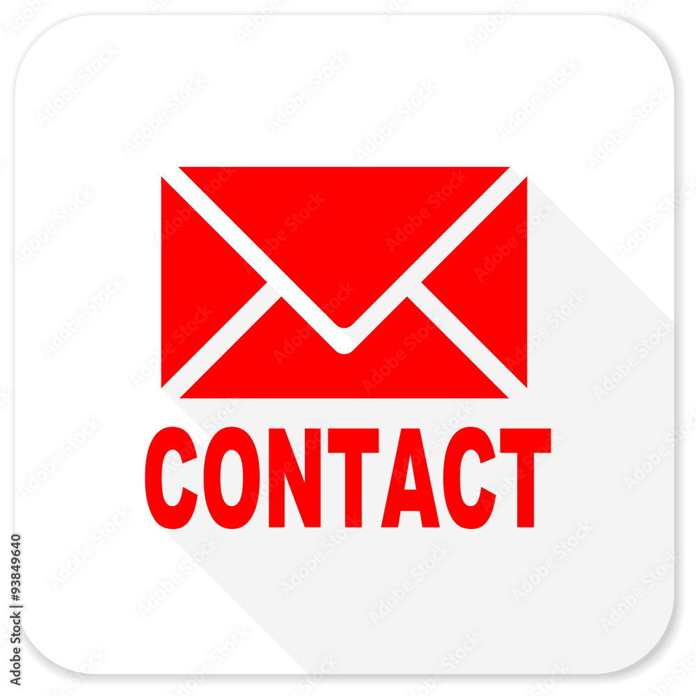 email red flat icon with long shadow on white background email red flat icon with long shadow on white background