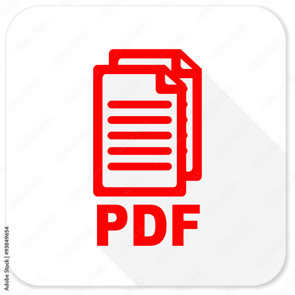 pdf red flat icon with long shadow on white background, pdf red flat icon with long shadow on white background,