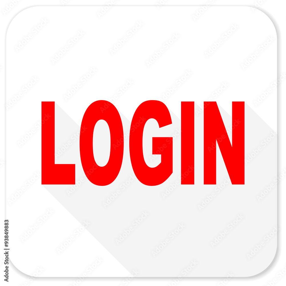 login red flat icon with long shadow on white background login red flat icon with long shadow on white background