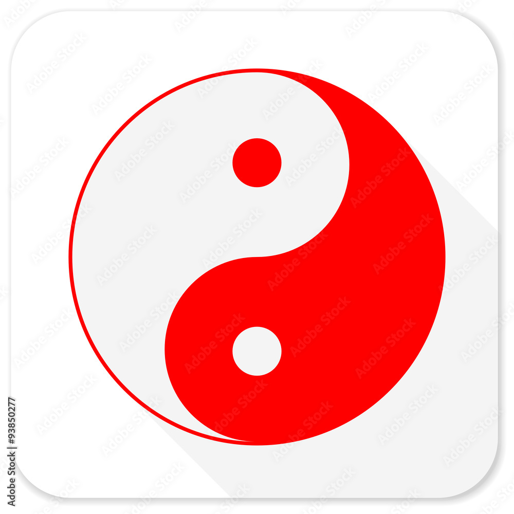 ying yang red flat icon with long shadow on white background ying yang red flat icon with long shadow on white background