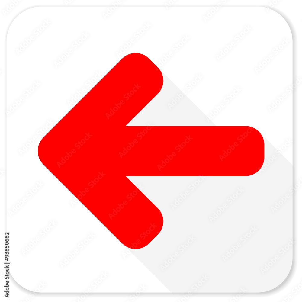 left arrow red flat icon with long shadow on white background left arrow red flat icon with long shadow on white background