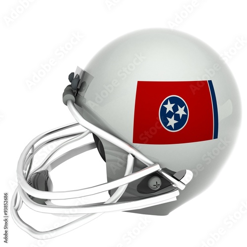 Louisiana flag over football helmet, 3d render, square image, isolated over white photo