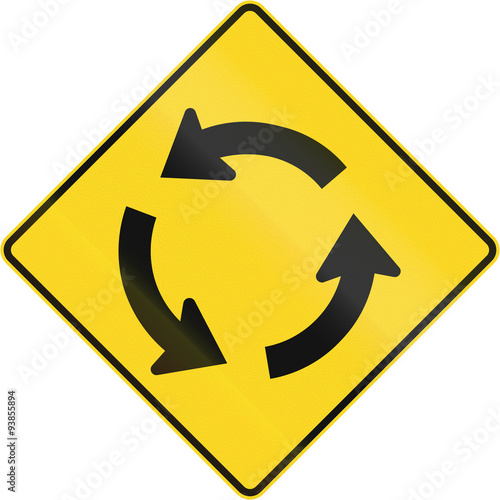 Free Download Canadian road warning sign: Traffic circle/roundabout ahead. This sign is used in Quebec - GFXLoad