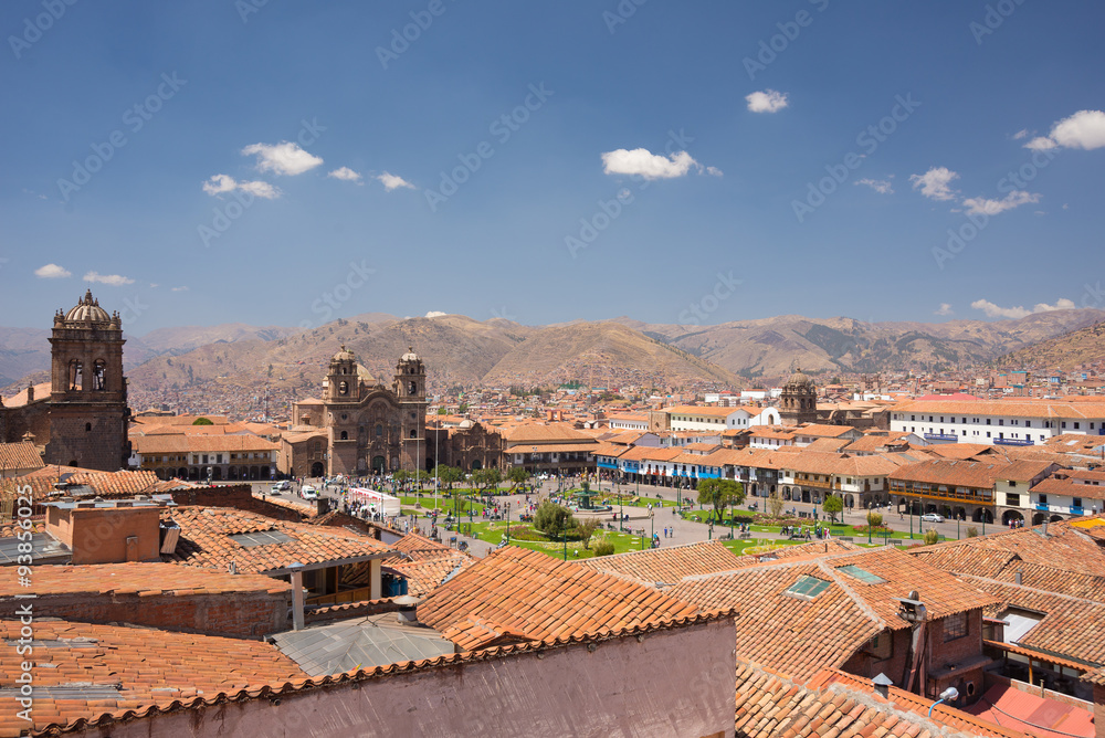 Cityscape of Cusco, Peru, with clear sky