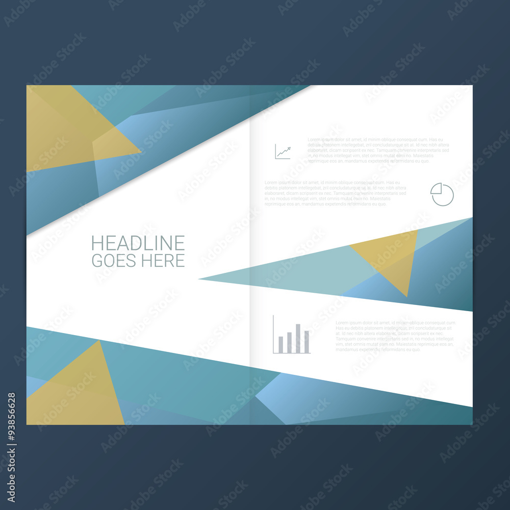 Report or brochure template. Abstract polygonal shapes