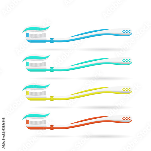 Realistic toothbrushes with toothpaste