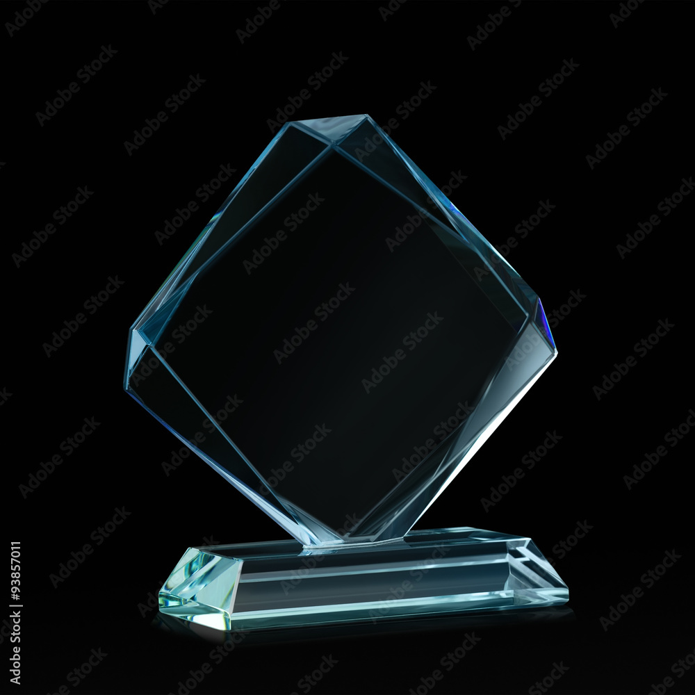Crystal blank for award on black