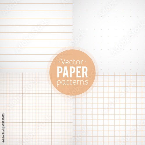 Vector set of paper patterns. Ruled, dotted, millimeter and squared papers